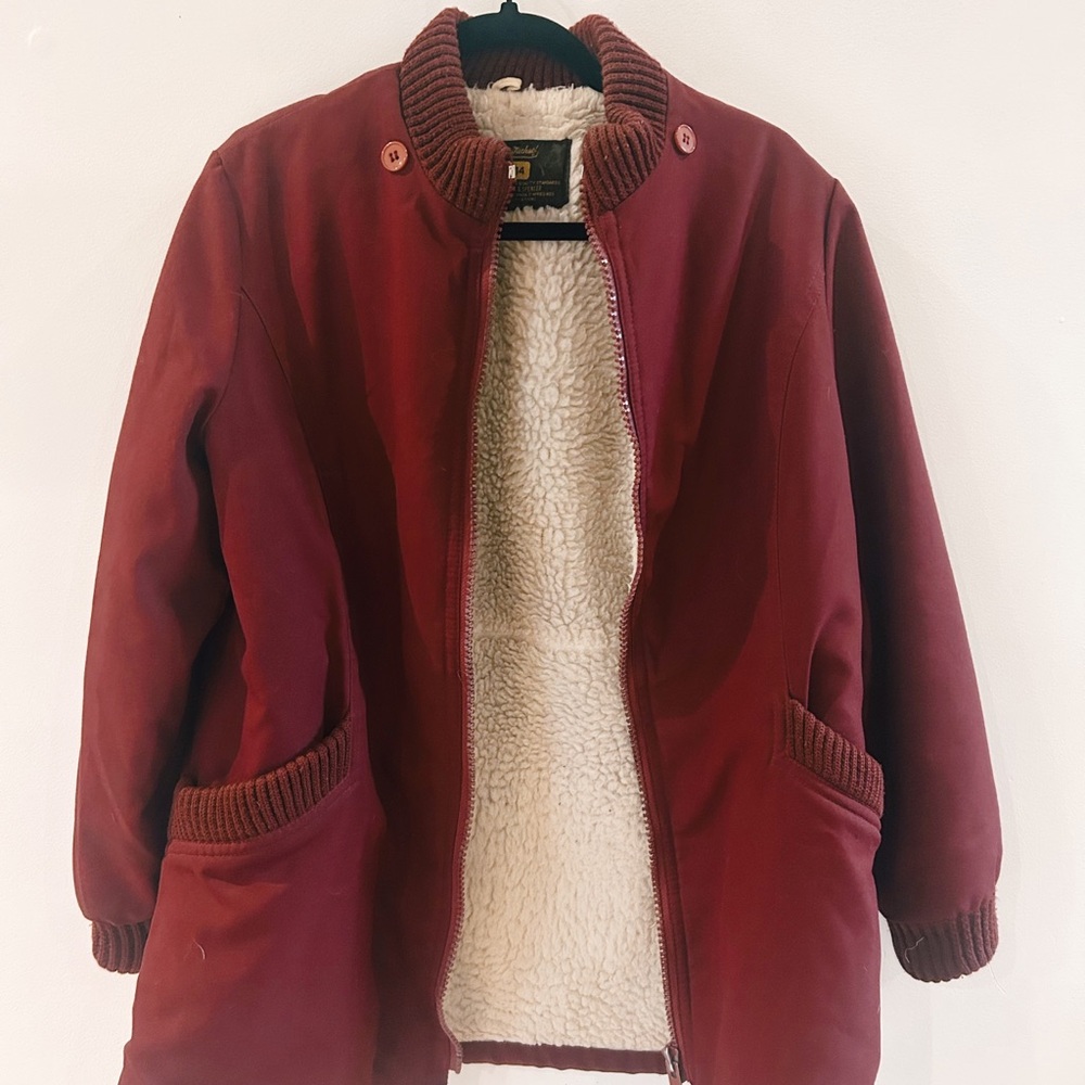 Maroon Sherpa-Lined Bomber Jacket